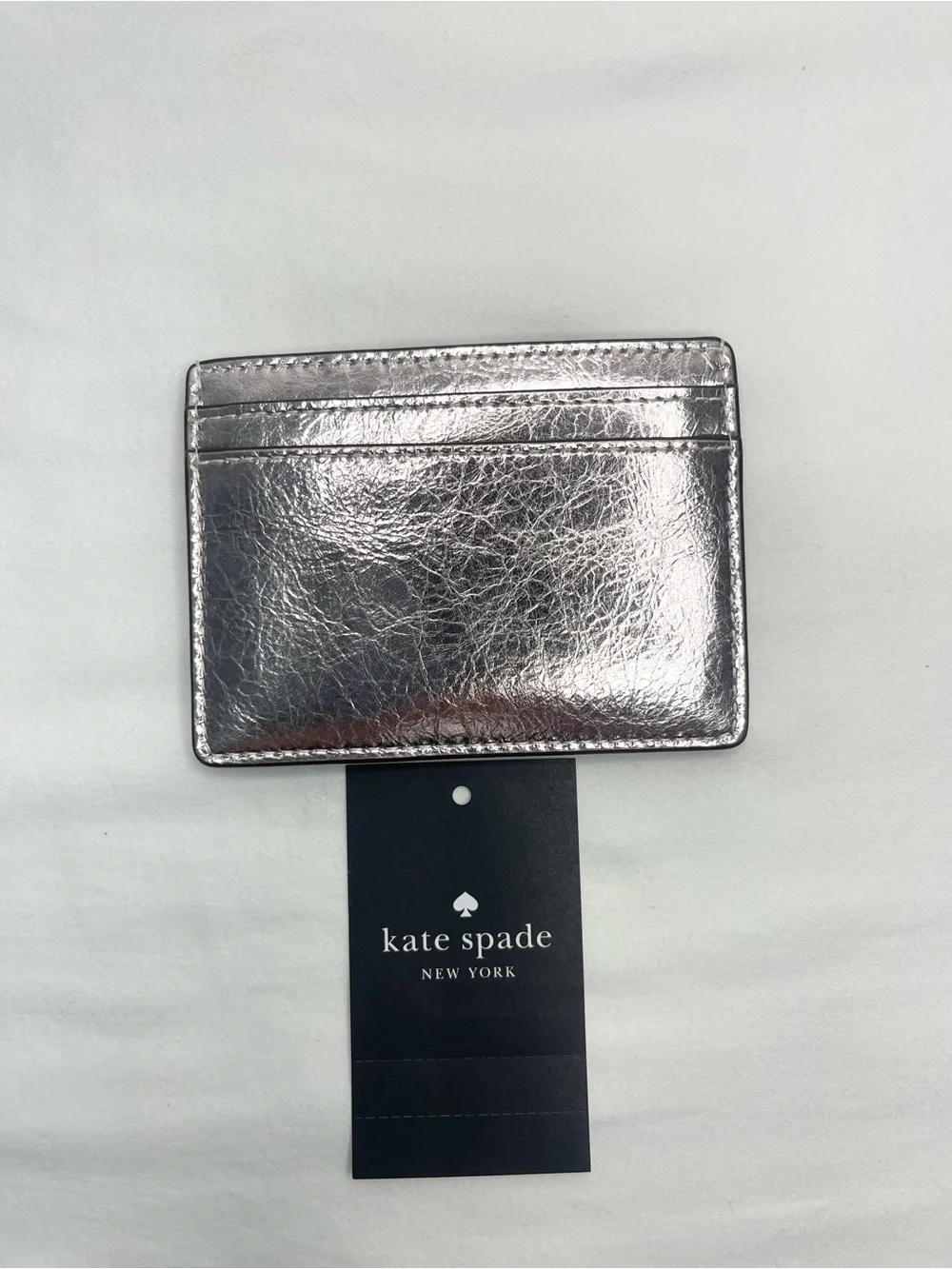 Kate Spade Madison Small Crinkle Metallic Lilac Moon Card Holder
